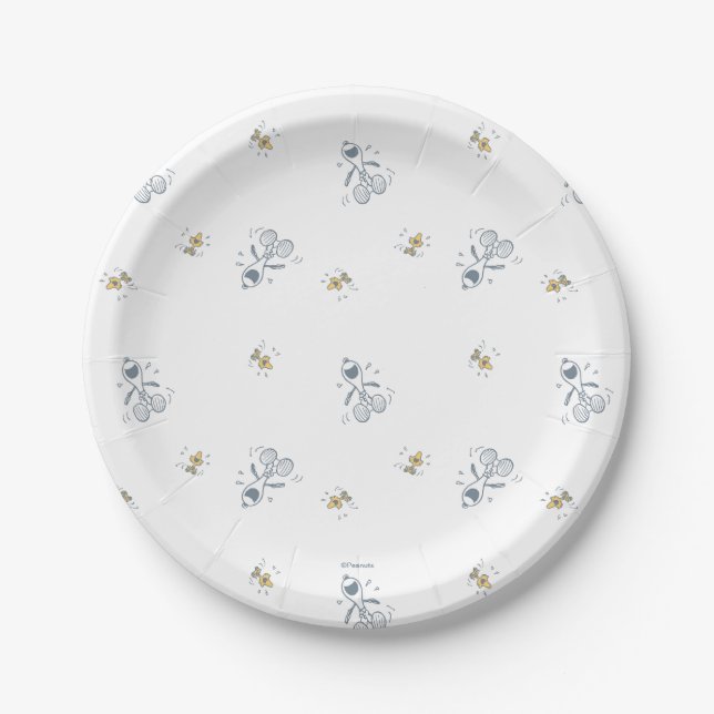 Peanuts | Snoopy & Woodstock Laughing Pattern Paper Plate (Front)
