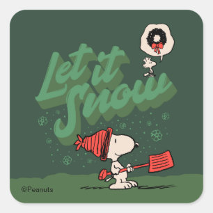 Peanuts Snoopy & Woodstock Let It Snow Square Sticker