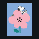 Peanuts | Snoopy & Woodstock Nap on Pink Flower Postcard<br><div class="desc">Check out this cute Peanuts design featuring Snoopy and Woodstock.</div>