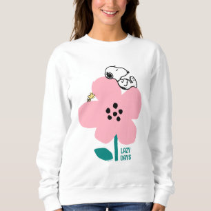 Peanuts   Snoopy & Woodstock Nap on Pink Flower Sweatshirt