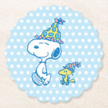 PEANUTS | Snoopy & Woodstock Party Polka Dots Paper Coaster<br><div class="desc">Check out these fun Snoopy and Woodstock party paper coasters. Add them to any party table!</div>