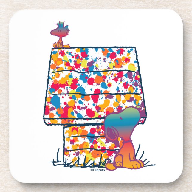Peanuts | Snoopy & Woodstock Rainbow Paint Coaster (Front)