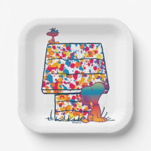 Peanuts   Snoopy & Woodstock Rainbow Paint Paper Plate