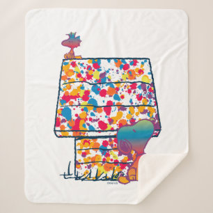 Peanuts   Snoopy & Woodstock Rainbow Paint Sherpa Blanket