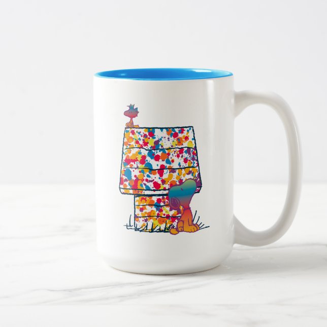 Peanuts | Snoopy & Woodstock Rainbow Paint Two-Tone Coffee Mug (Right)