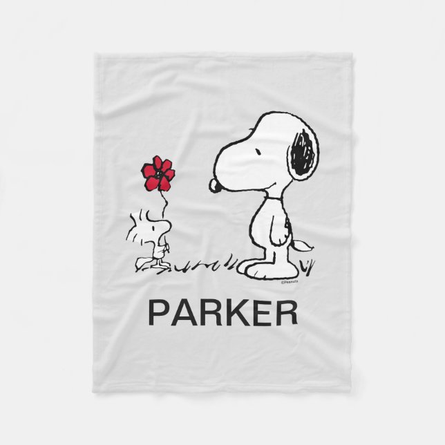 Peanuts | Snoopy & Woodstock Red & Black Fleece Blanket (Front)