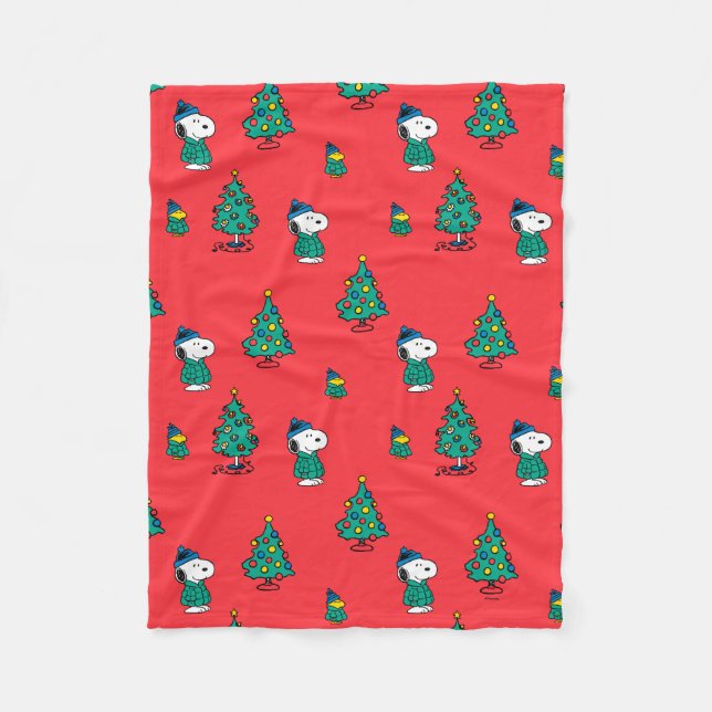 Peanuts | Snoopy & Woodstock Red Christmas Fleece Blanket (Front)