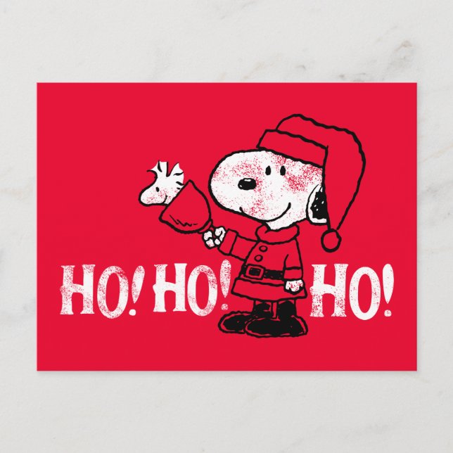 Peanuts | Snoopy & Woodstock Ringing Bells Holiday Postcard (Front)