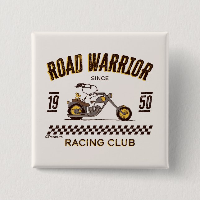 Peanuts | Snoopy & Woodstock Road Warriors 2 Inch Square Button (Front)
