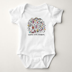 Peanuts   Snoopy & Woodstock Roller Skating Baby Bodysuit