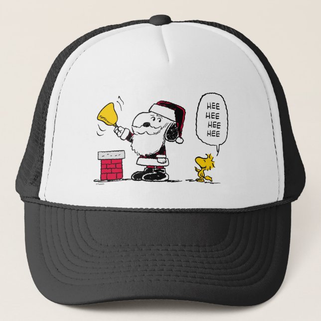 Peanuts | Snoopy & Woodstock Santa Bell Ringer Trucker Hat (Front)