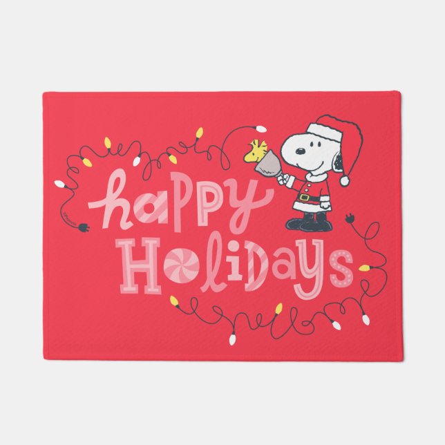Peanuts | Snoopy & Woodstock Santa Claus Doormat (Front)