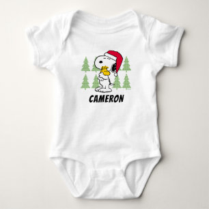Peanuts   Snoopy & Woodstock Santa Claus Hug Baby Bodysuit