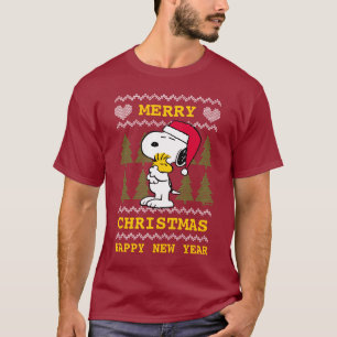 Peanuts   Snoopy & Woodstock Santa Claus Hug T-Shirt