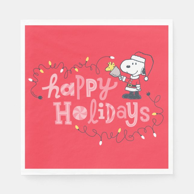 Peanuts | Snoopy & Woodstock Santa Claus Napkin (Front)