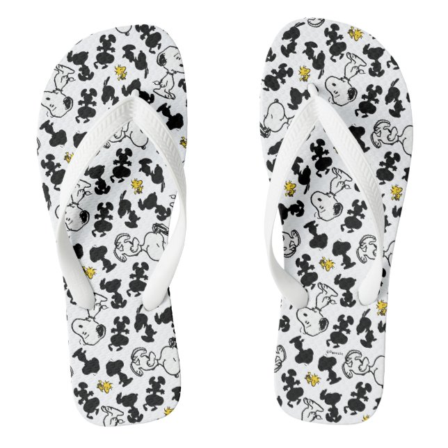 Peanuts |  Snoopy & Woodstock Shadow Pattern Flip Flops (Footbed)