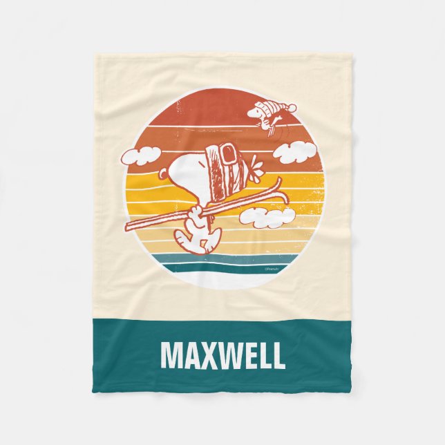 Peanuts | Snoopy & Woodstock Ski Trip Fleece Blanket (Front)