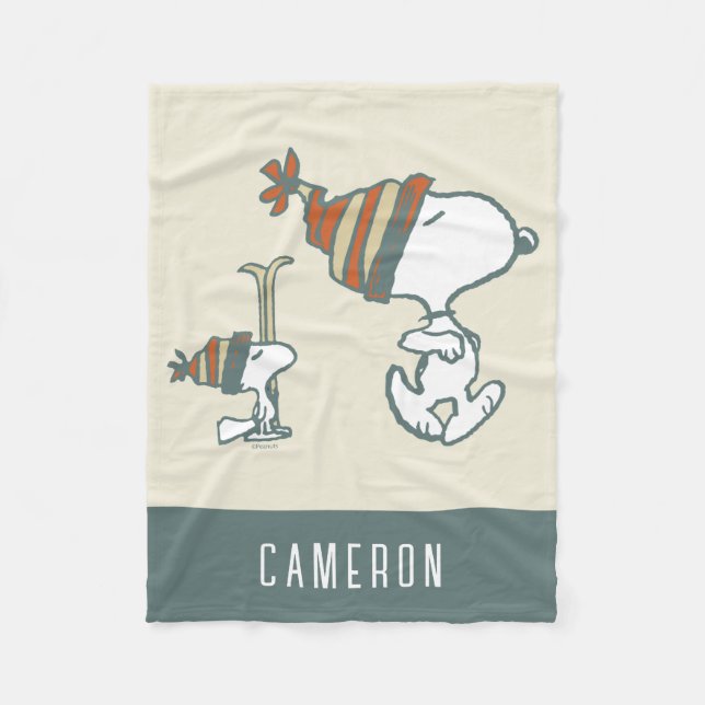 Peanuts | Snoopy & Woodstock Ski Trip Fleece Blanket (Front)