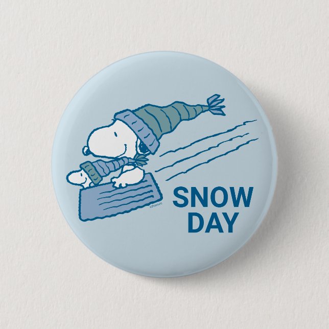 Peanuts | Snoopy & Woodstock Sledding 2 Inch Round Button (Front)