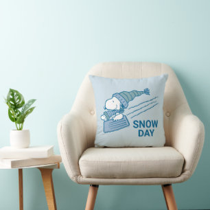 Peanuts Snoopy & Woodstock Sledding Throw Pillow