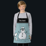 Peanuts | Snoopy & Woodstock Snowman | Add Name Apron<br><div class="desc">Check out this fun Peanuts design featuring Snoopy and Woodstock.</div>