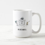 Peanuts | Snoopy & Woodstock Snowman | Add Name Coffee Mug<br><div class="desc">Check out this fun Peanuts design featuring Snoopy and Woodstock.</div>