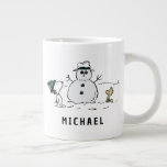 Peanuts | Snoopy & Woodstock Snowman | Add Name Large Coffee Mug<br><div class="desc">Check out this fun Peanuts design featuring Snoopy and Woodstock.</div>