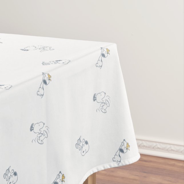Peanuts | Snoopy & Woodstock Soft Grey Pattern Tablecloth (In Situ)