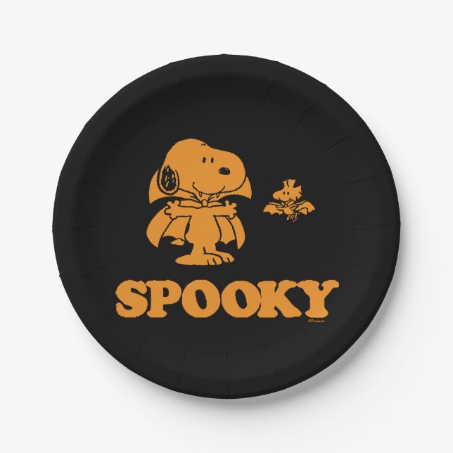 Peanuts | Snoopy & Woodstock Spooky Paper Plate (Front)