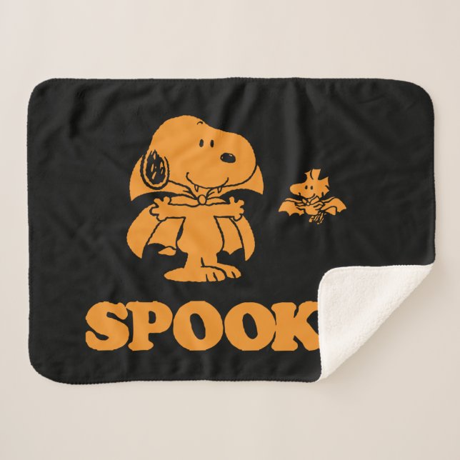 Peanuts | Snoopy & Woodstock Spooky Sherpa Blanket (Front (Horizontal))