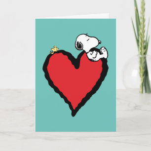 Peanuts   Snoopy & Woodstock Valentine Heart Holiday Card