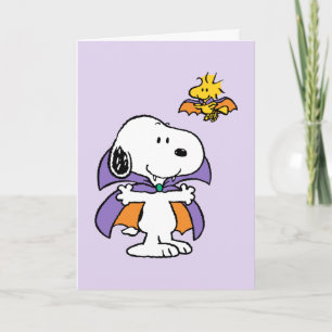 Peanuts Snoopy Woodstock Vampire Halloween Card