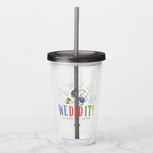 Peanuts Snoopy Woodstock We Did It Graduation Cap Acrylic Tumbler