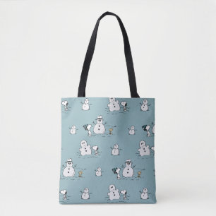 Peanuts   Snoopy & Woodstock Winter Break Pattern Tote Bag