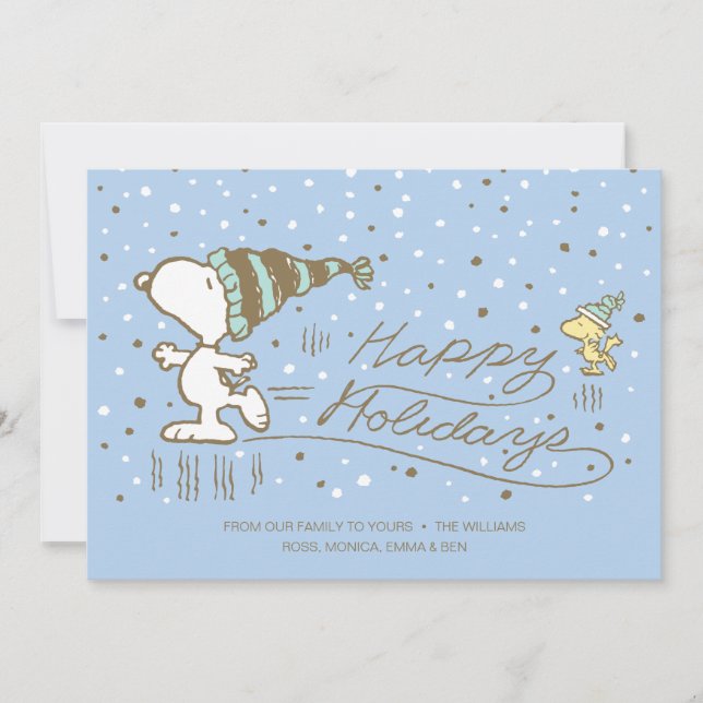 Peanuts | Snoopy & Woodstock Winter Skating Holiday Card (Front)