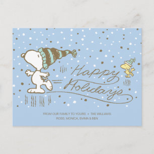 Peanuts Snoopy & Woodstock Winter Skating Holiday Postcard