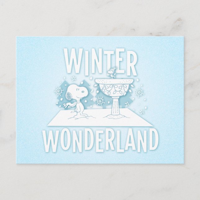 Peanuts | Snoopy & Woodstock Winter Wonderland Holiday Postcard (Front)