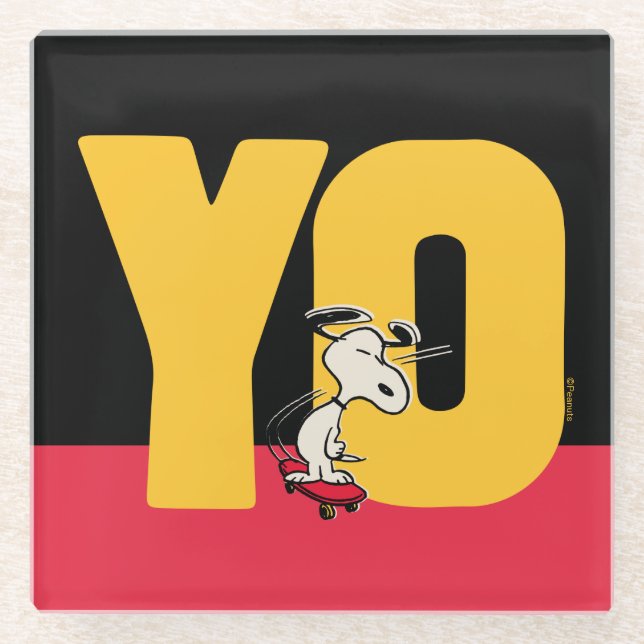 Peanuts | Snoopy YO Skateboard Glass Coaster (Front)