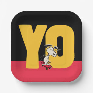 Peanuts   Snoopy YO Skateboard Paper Plate
