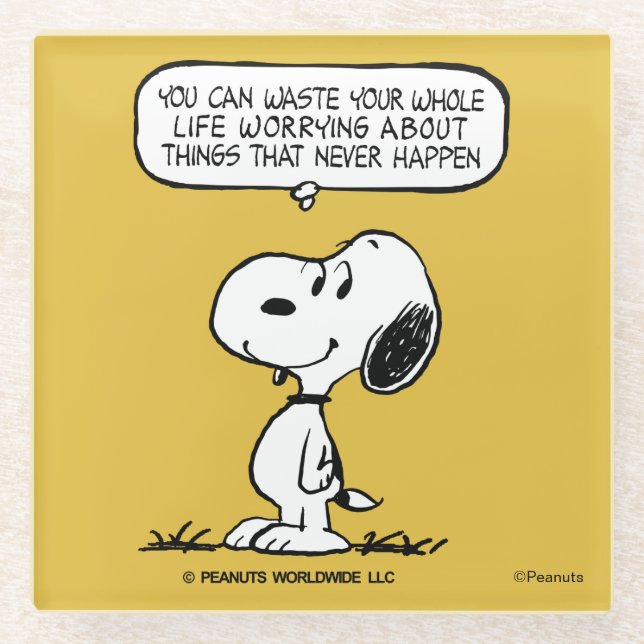 Peanuts | Snoopy You Can't Waist Your Whole Life Glass Coaster (Front)
