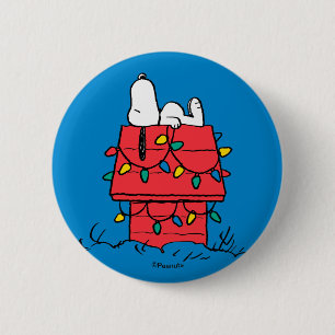 Peanuts   Snoopy's Dog House With Lights 2 Inch Round Button