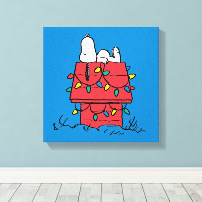 Peanuts | Snoopy's Dog House With Lights Canvas Print (Insitu(Wood Floor))