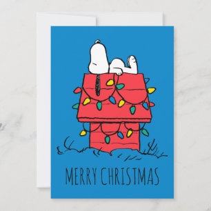 Peanuts   Snoopy's Dog House With Lights Holiday Card