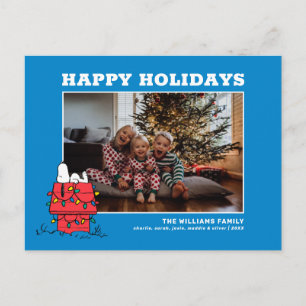 Peanuts Snoopy's Dog House With Lights Holiday Postcard