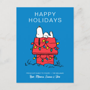 Peanuts Snoopy's Dog House With Lights Holiday Postcard