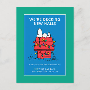 Peanuts Snoopy's Dog House With Lights Holiday Postcard