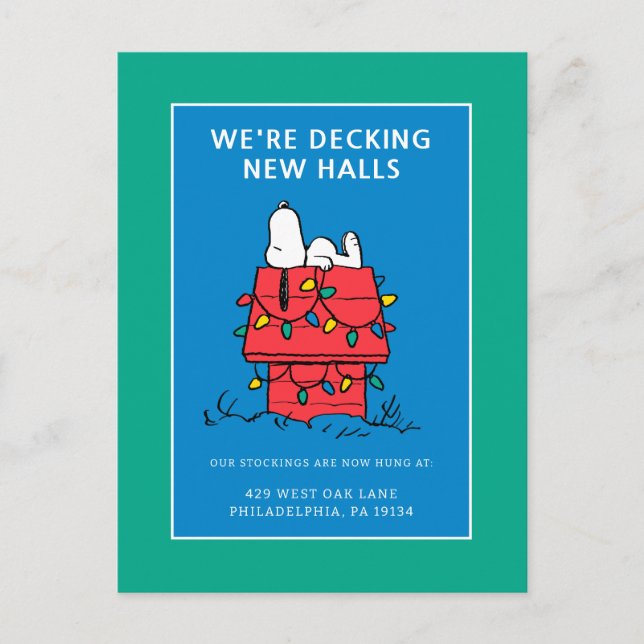 Peanuts | Snoopy's Dog House With Lights Holiday Postcard (Front)