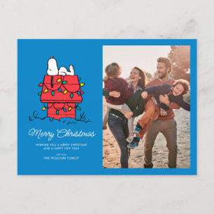 Peanuts Snoopy's Dog House With Lights Holiday Postcard