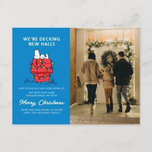 Peanuts Snoopy's Dog House With Lights Holiday Postcard