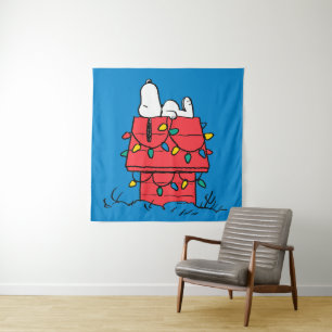 Peanuts   Snoopy's Dog House With Lights Tapestry